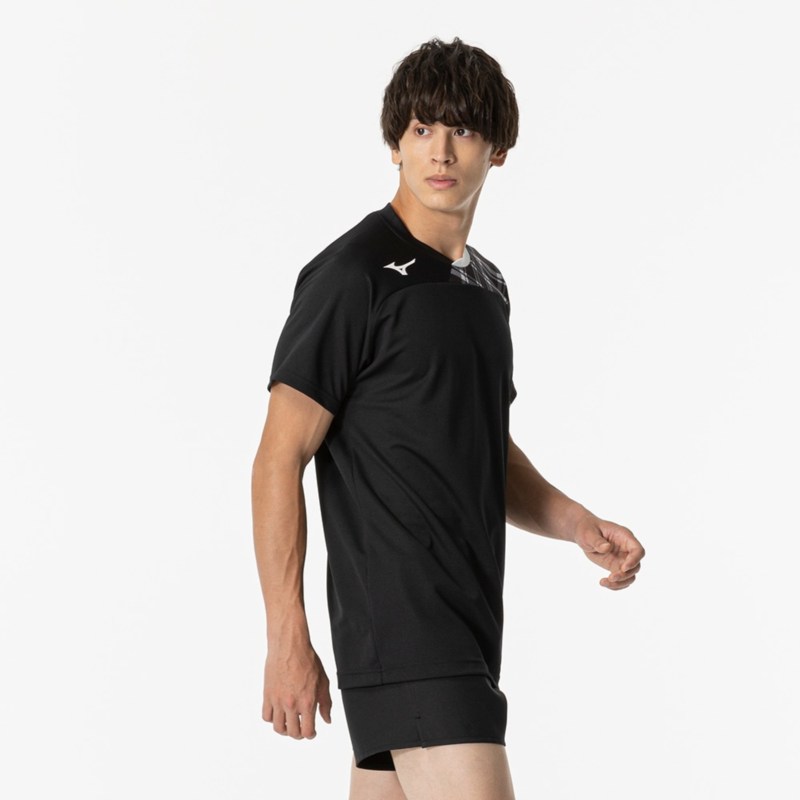 MIZUNO ミズノ ゲームシャツ(半袖) ブラック×ホワイト バレーボール ウエア