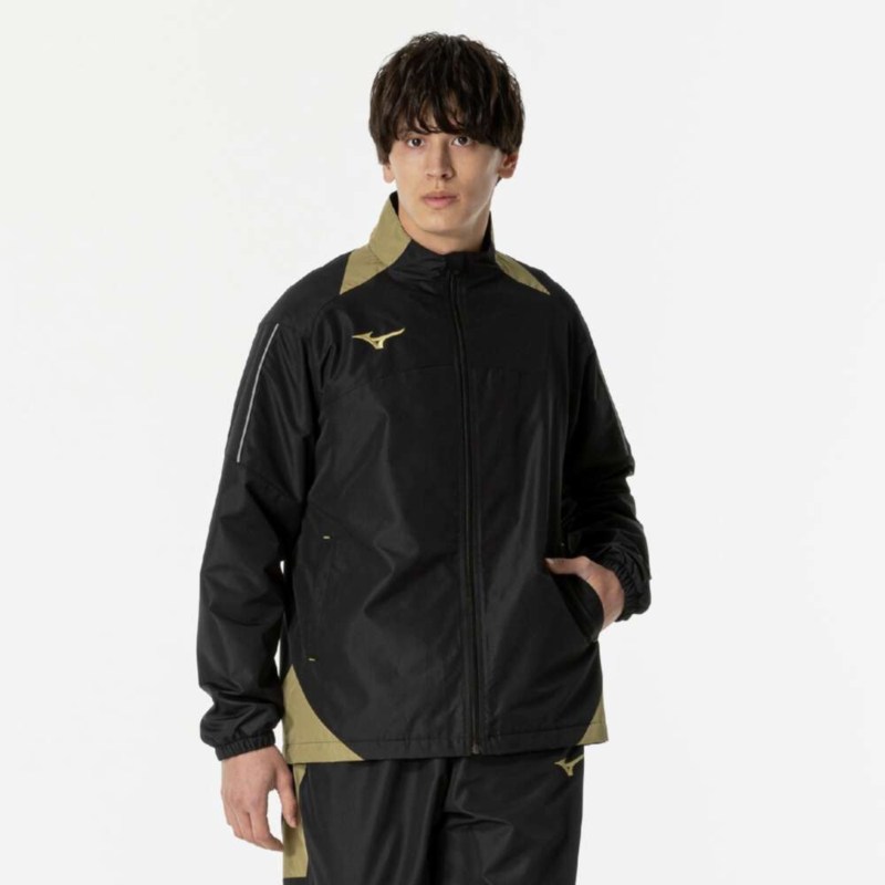 MIZUNO ミズノ ウインドブレーカーシャツ(バスケットボール) ブラック×ゴールド トレーニングウエア