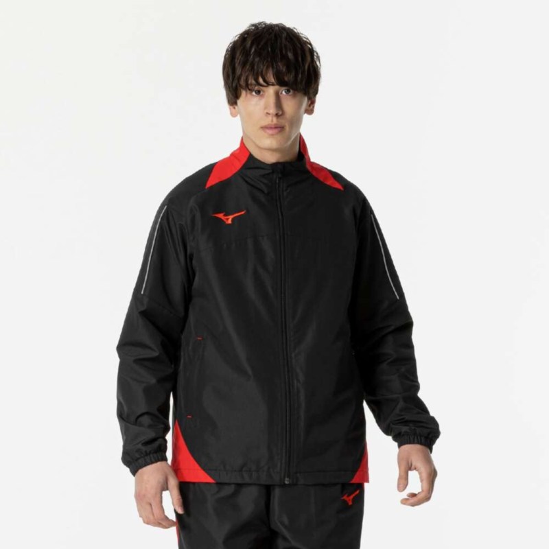 MIZUNO ミズノ ウインドブレーカーシャツ(バスケットボール) ブラック×レッド トレーニングウエア