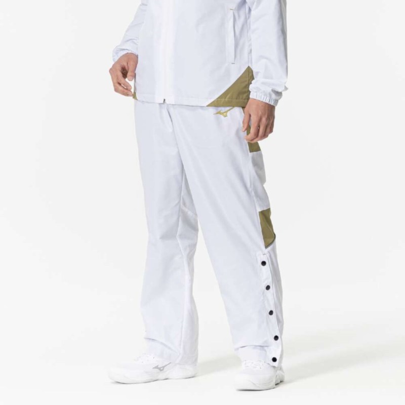 MIZUNO ミズノ ウインドブレーカーパンツ(バスケットボール) ホワイト×ゴールド トレーニングウエア