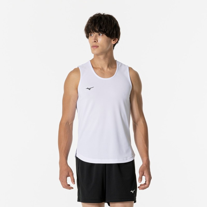 MIZUNO ミズノ プラクティスシャツ(ノースリーブ／バスケットボール) ホワイト バスケットボール ウエア プラクティスウエア