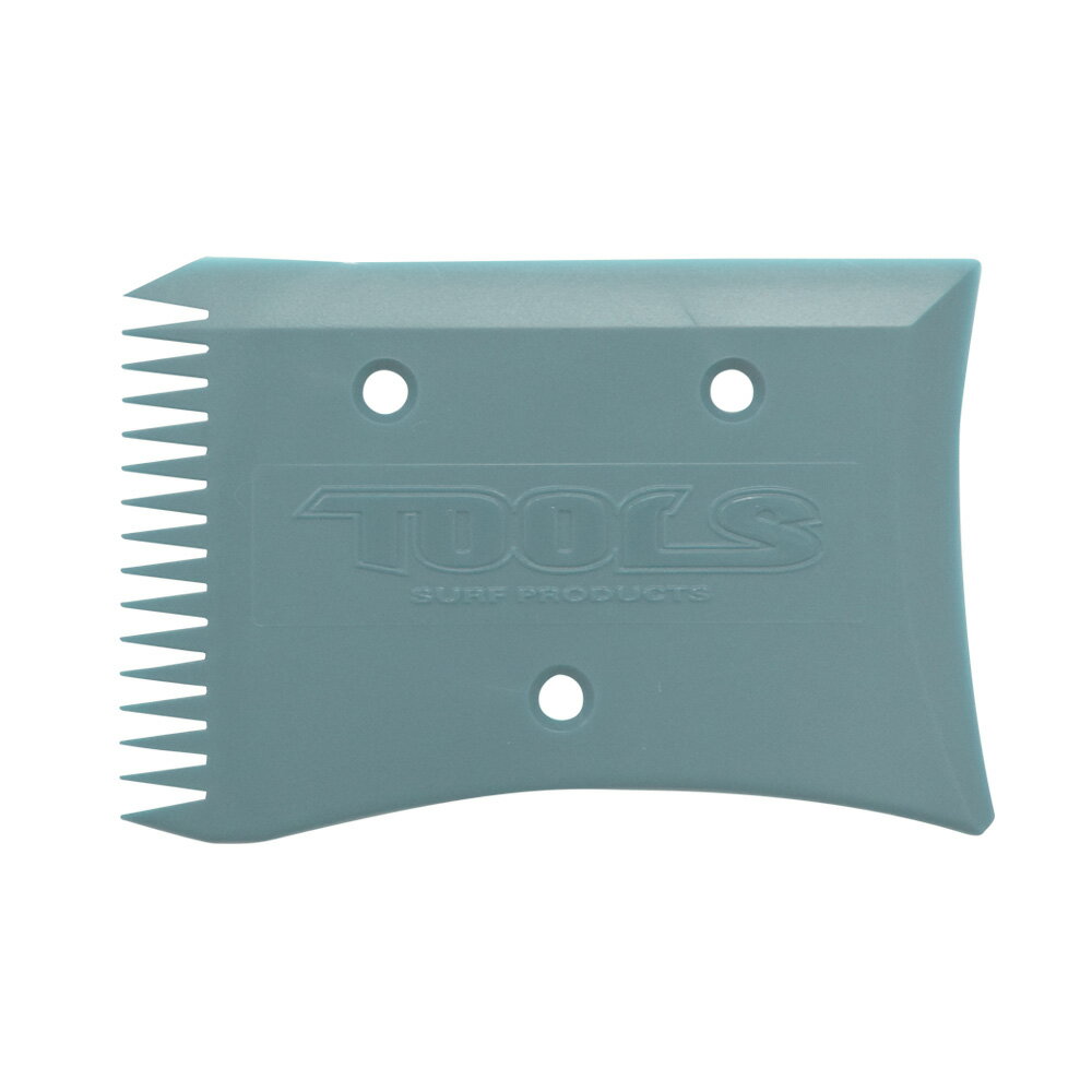 【 TLS WAX COMB 】■ 仕様・手のひらに収まるコンパクトサイズのワックスコーム・TOOLS ロゴ・日本製・サーフボード形状に合わせたエッジ設計・ちょうど良い硬さのフレキシブル素材を採用■ サイズ（約）全体 5.7cm × 8.5cmスクレーパー部・ストレートエッジ 7.7cm・カーブエッジ 5.5cm・ギザギザエッジ 5.1cm