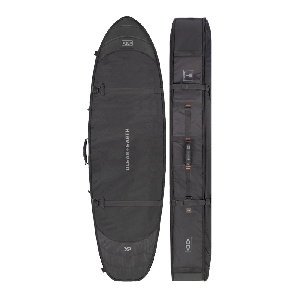 【HYPA FISH/SHORT TRAVEL COVER WHEEL】 長期サーフトリップや旅行先でサーフボードを購入予定の方から支持されるウィール付きボードケース。 頑丈なインラインベアリングシステムを採用。 サイズ（約） 適合するサーフボードの幅：22.5inch（57cm） ＊多少の前後がございます。目安としてご検討ください ■ HYPA SERIES（ハイパーシリーズ） XP（エクストラ・プロテクション）により、従来のCOMPACT DAY SERIESよりもさらに頑丈なトラベルカバーへと進化しました。 -EXTRA PROTECTION 特に衝撃が大きいノーズ・テール・レールにエクストラパッドを追加 -ARMOUR WEAVE 丈夫で破れにくい撥水性生地 -DOUBLE PADDED SIDE WALL サイドに20mmパッドを敷くことで、より強度をアップ