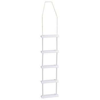 ■展開時サイズ：高さ約162cm(ロープ先端〜ステップ最下段)　■ステップ部分の幅：約30cm　●ナイロン製のロープをクリートなどに引っ掛けて固定する、簡単ラダーです。●未使用時にはコンパクトに収納可能。●表面は滑りにくいパターンが刻まれています。