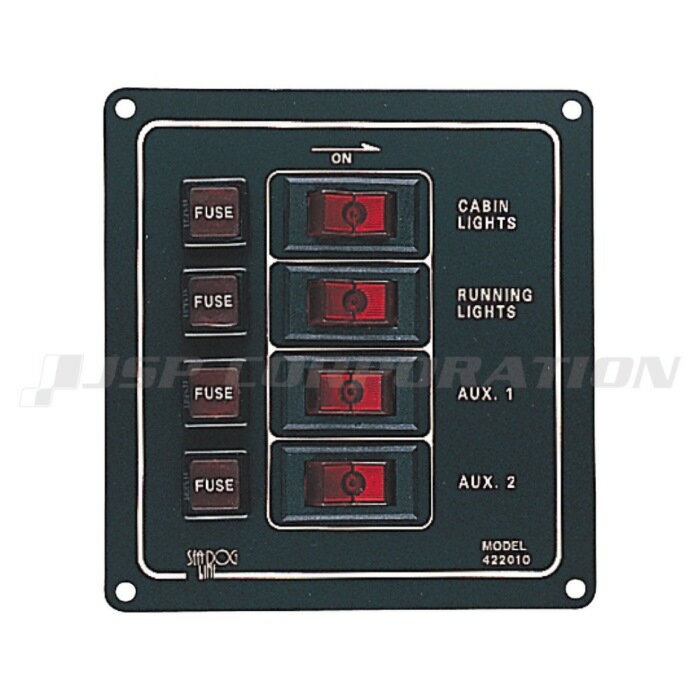 ■パネルサイズ：幅115mm■高さ：165mm●アルミパネルにイルミネーションスイッチが装備されています。●パネル会計最大10Aまで使用可。ガラス管ヒューズ付属。8個(3A×2、5A×4、10A×2)●20種のラベル付属