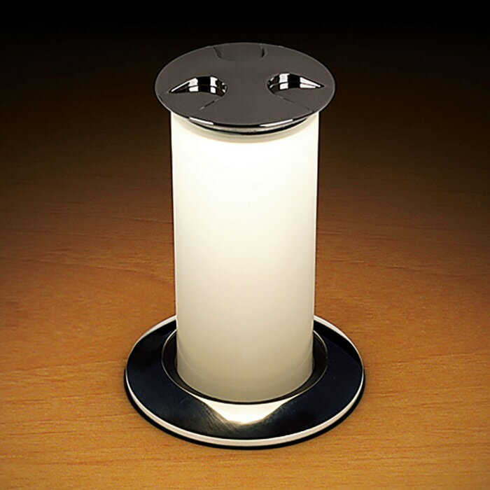 ■電圧10-30VDC■消費電力：0.5A-12V/0.25A-24V■色あい：ウォームホワイト■色温度：2900-3100K■光束：410 ルーメン●未使用時は下部に発光面を格納できるインテリアライトです。●発光体上部を軽く押すとスプリング作用で発光体がせり上がってきて、自動的に点灯します。●寝室やデッキなどの雰囲気を高めてくれます。●発光面はIP66の防水仕様で、筐体は美しい艶の有るステンレス316材を採用しました。●オプションの使用で調光が可能です。