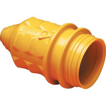 ■103RN：メスコネクターカバー●パワーインレット(船側)との固定は、ねじ込み式のスレッドリングタイプです。　●船側コンセントや陸側プラグ接続時の水密性を高め、電極への水や埃の付着を防止します。　●陸側プラグ＋カバーへの接続時は、接続リング110Rが必要です。