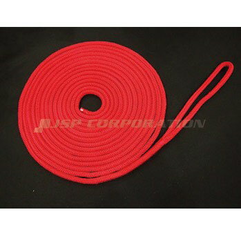 インターコムマリン ダブルブレイドポリエステルロープ アイ加工 レッド 20mm×10m 破断強度5,300kg もやいロープ 係船ロープ ボート用品