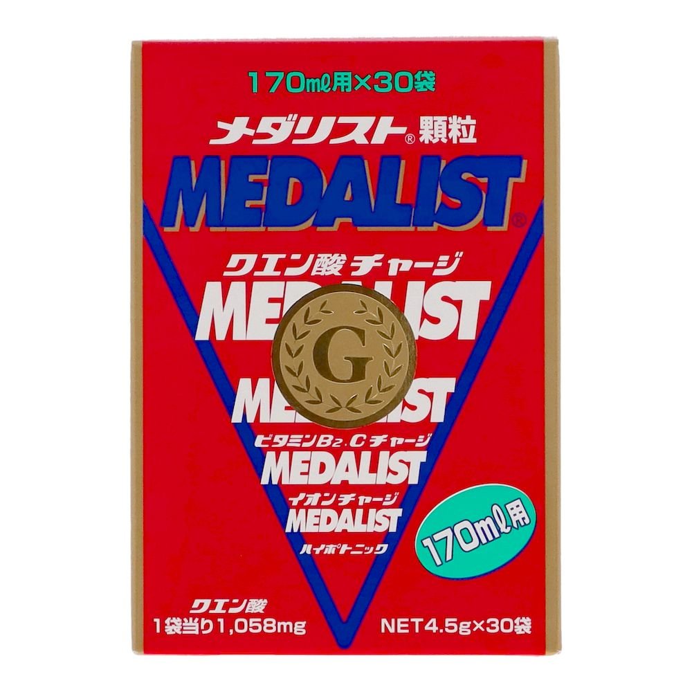 ●コップ1杯サイズで携帯に便利●容量:1袋4.5g×30袋【素材】甜菜糖(北海道製造)、クレアチン、酵母エキス、無臭にんにく/クエン酸、 トレハロース、乳酸カルシウム、クエン酸Na、ビタミンC、香料、アラニン、硫酸マグネシウム、グルタミン、グリシン、アルギニン、バリン、甘味料 (スクラロース)、ロイシン、チャ抽出物、 リジン、アスパラギン酸Na、塩化カリウム、イソロイン、シスチン、ヒスチジン、フェニルアラニン、ナイアシン、クエン酸鉄Na、トリプトファン、トレオニン、ビタミンB2、メチオニン、ビタミンE、パンテトン酸Ca、抽出カロテン、ビタミンB1、ビタミンB6、ビタミンA、葉酸、ビタミンD、ビタミンB12■品番：888104■ブランド：MEDALIST メダリスト■対象：メンズ＆ユニセックス■生産国：日本製■仕様：2026総合カタログ掲載商品※モニターの発色の具合により、実際の色と異なる場合がございます。※メーカー在庫と連動しているため、ご注文のタイミングにより欠品となる場合がございます。