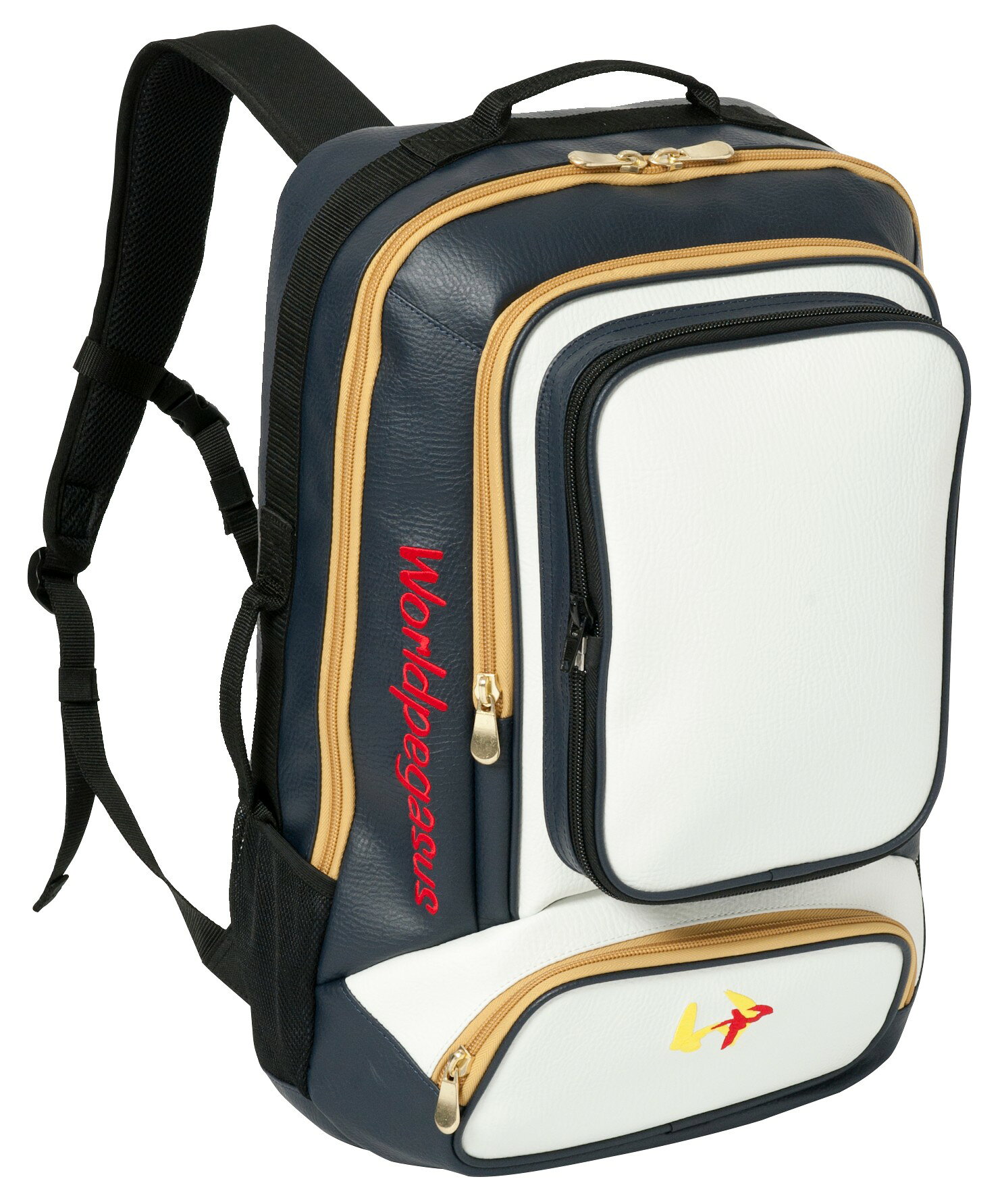 WORLD PEGASUS ワールドペガサス合成皮革製バックパック■メーカー品番：WEBC1BP6■カラー：ホワイト/ネイビー■重さ：約40■素材：本体/合成皮革 / テープ/ポリエステルMADE IN CHINA/VIETNAM