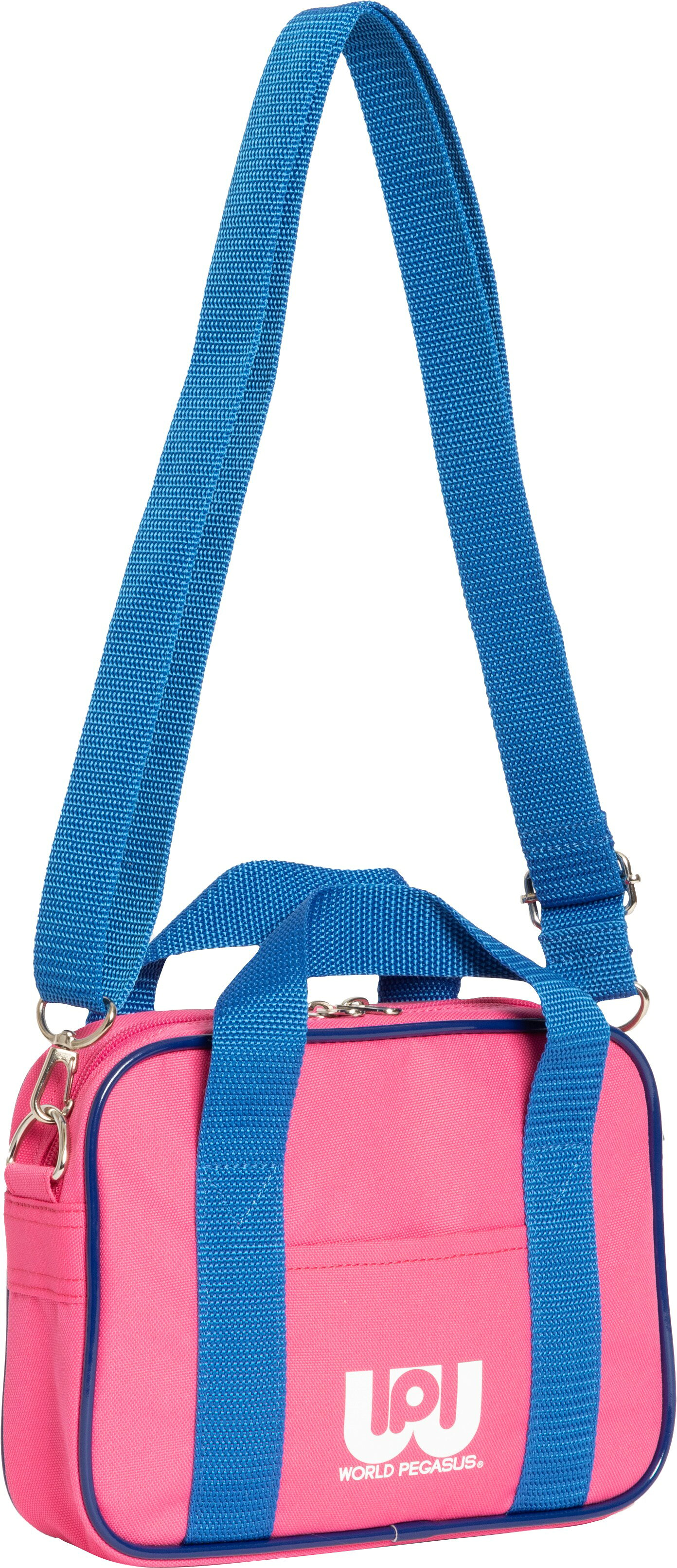 WORLD PEGASUS ワールドペガサスミニバッグ （スクールバッグ型）■メーカー品番：WEBC3SBM■カラー：ピンク/ロイヤル■サイズ：W21.5×D6.5×H16 cm■重さ：約1.8■素材：ポリエステル(PUコーティング)外部：オープンポケット×1内部：オープンポケット×2人気のスクバをミニサイズ化。取り外し可能なベルトでショルダーバッグとハンドバッグの2WAY仕様に。バッグインバッグとしても使用できます。made in CHINA