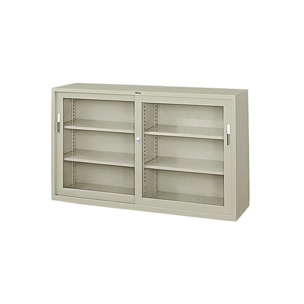 スチール書庫 [外寸法：W1760×D400×H880mm] 引き違い スチール書庫 ガラス戸 仕様：棚板耐荷重 40kg ウォームホワイト色属品：棚板4枚 グリーン購入法適合商品 【完成品】