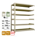 スチール棚 幅150×奥行75×高さ240cm 6段 連結 300kg/段 ボルトレス 重量:121kg(3)