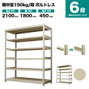 スチールラック 単体形式 高さ2100×幅1800×奥行450mm 6段 150kg/段(ボルトレス) 重量(74kg) s-150bl176b-6(3)