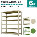 スチールラック 単体形式 高さ1200×幅1500×奥行750mm 6段 300kg/段(ボルトレス) 重量(121kg) s-3001-245d-6