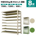 スチールラック 連結形式 高さ1500×幅1200×奥行600mm 8段 500kg/段(ボルトレス) 重量(94kg) s-5002-254c-8