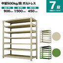 スチールラック 単体形式 高さ900×幅1500×奥行450mm 7段 500kg/段(ボルトレス) 重量(94kg) s-5001-235b-7(3)