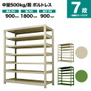 スチールラック 単体形式 高さ900×幅1800×奥行900mm 7段 500kg/段(ボルトレス) 重量(221kg) s-5001-236e-7(3)