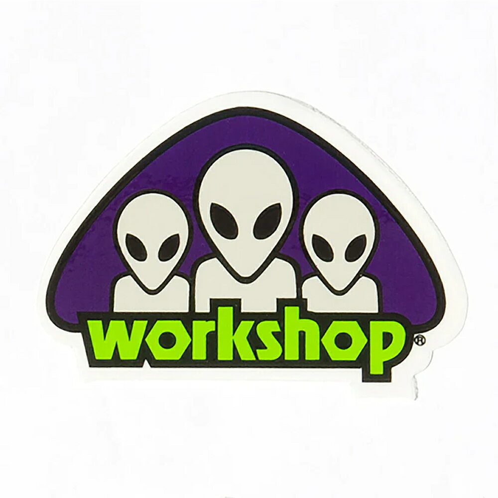 ALIEN WORKSHOP(エイリアンワークショップ)のステッカーです。 スケートボードデッキにはもちろん、車やバイク、インテリア雑貨などに貼ってもカッコ良いステッカーです。 サイズ：約H 5.7 x W 8.5cm