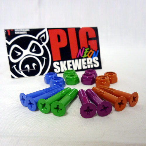 マウンテンボルトPIG NEON SKEWERS 1(+)バラ　スケートボード用ネジPIG(ピッグ)[K920]