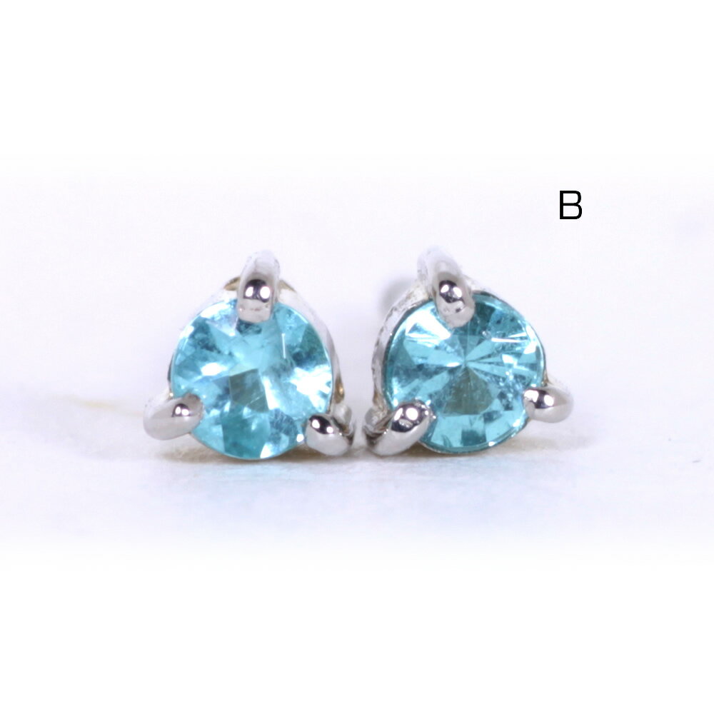 Opal - 【1点モノ商品】Pt900 プラチナ　パライバトルマリンラウンドピアス【0.04ct＆0.04ct】