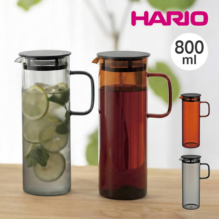 Rakuten - ハリオ ピッチャー 冷水筒 800ml コールドブリュー HARIO COLORS 耐熱ガラス HCB-800-AB HCB-800-GR HARIO ／ 冷水筒 スリムジャグ 麦茶ポット ピッチャー 水差し 麦茶 カラーズ 色硝子 耐熱ガラス ティータイム キッチン