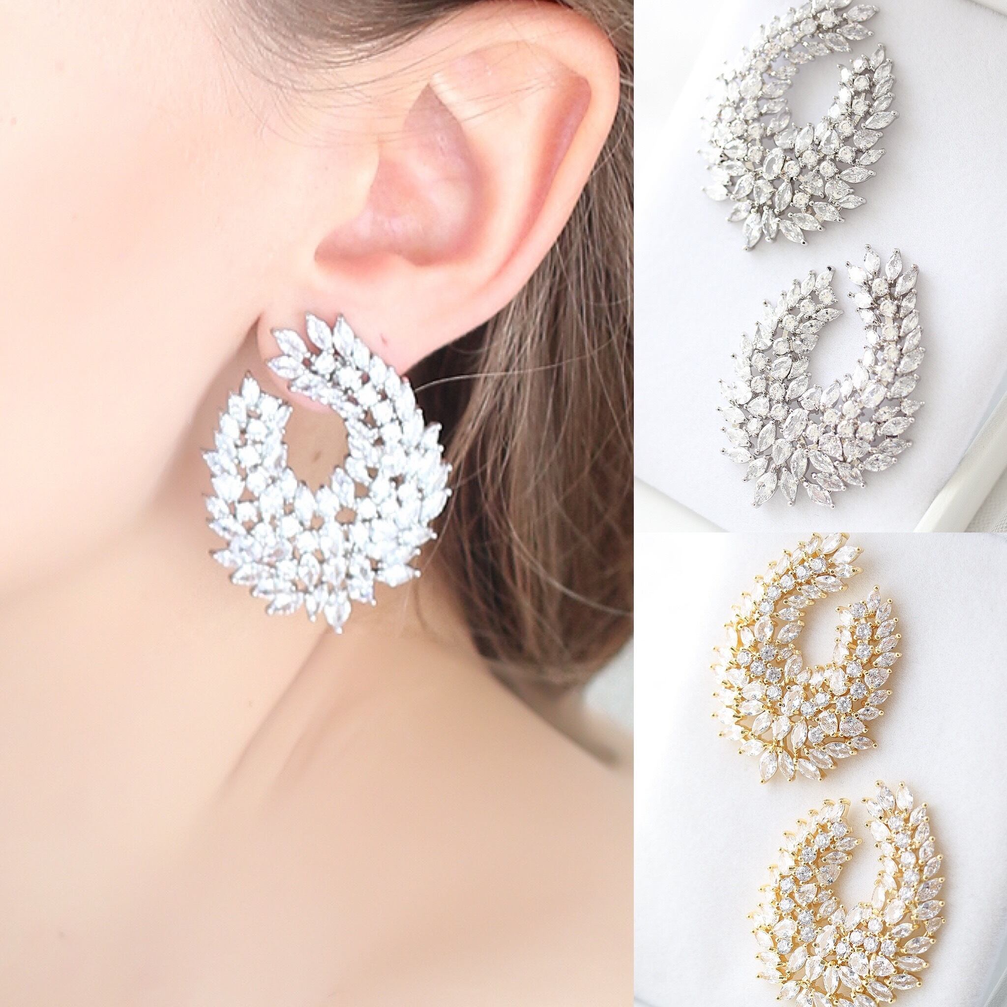 楽天STELLA BRIDAL楽天市場店【STELLA BRIDAL公式】ブライダル イヤリング ピアス アヴェリー｜キュービックジルコニア ウェディングアクセサリー ブライダルアクセサリー ビジュー ゴールド 人気 大ぶり ロング 花嫁 結婚式 挙式 可愛い 星 おしゃれ 前撮り ステラブライダル