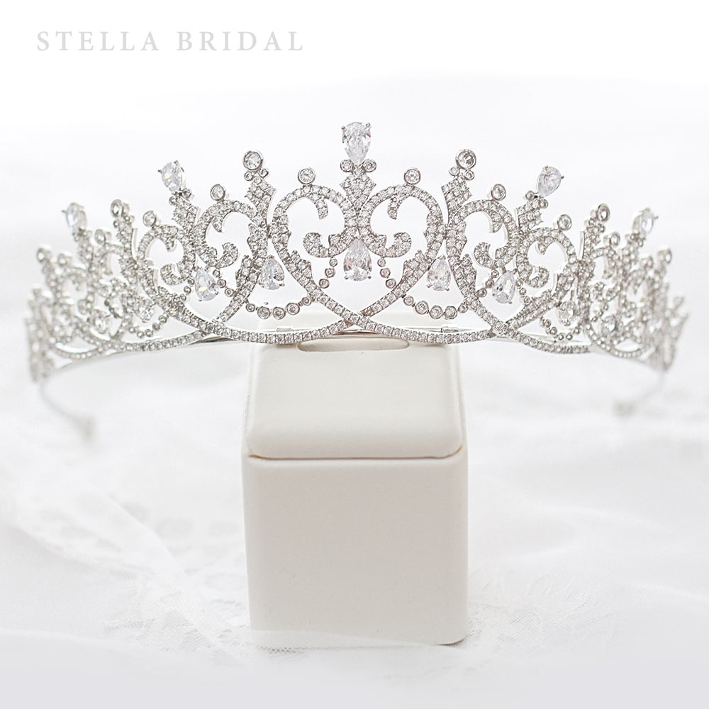 【STELLA BRIDAL公式】ブライダル ティアラ スイート ハート シャンデリア|キュービックジルコニア ウェディングアクセサリー ブライダルアクセサリー...
