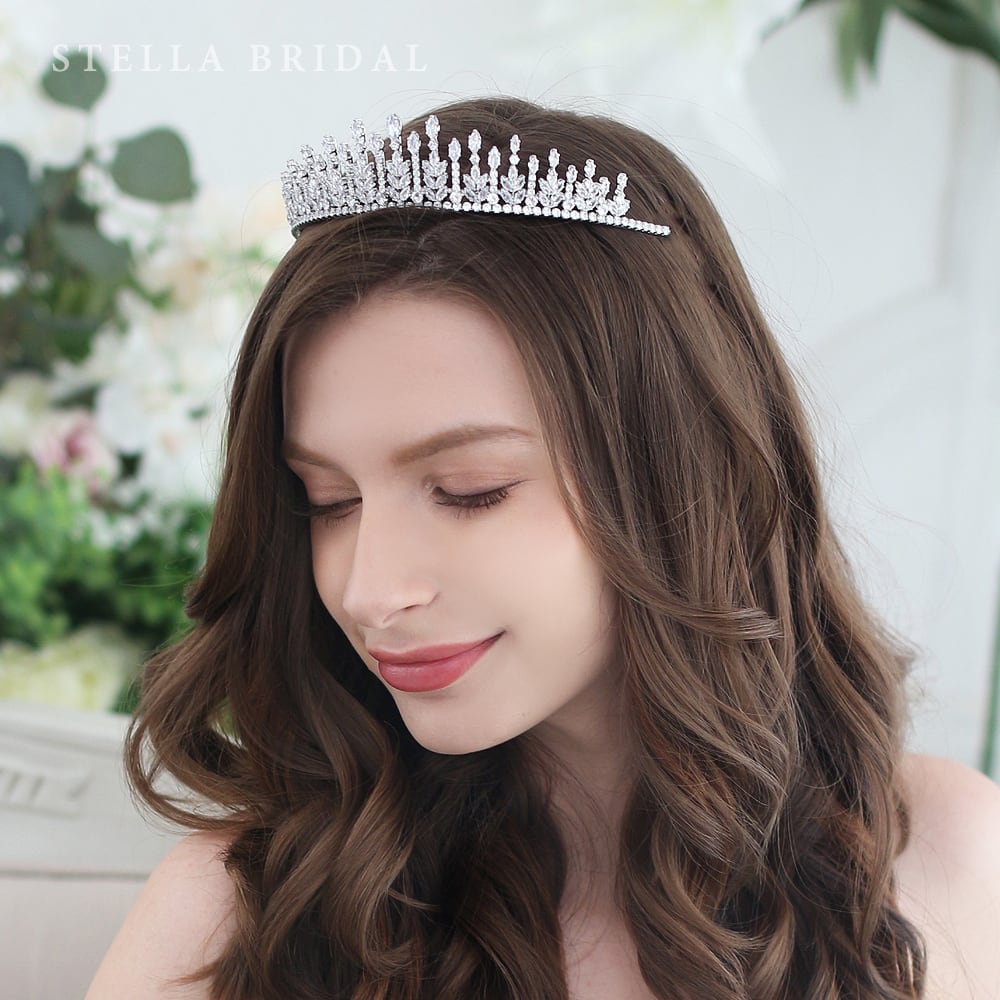 【STELLA BRIDAL公式】ミシェーラ ジルコニア ブライダル ティアラ |キュービックジルコニア ビジュー ブライダル 花嫁 結婚式 挙式 可愛い かわ...