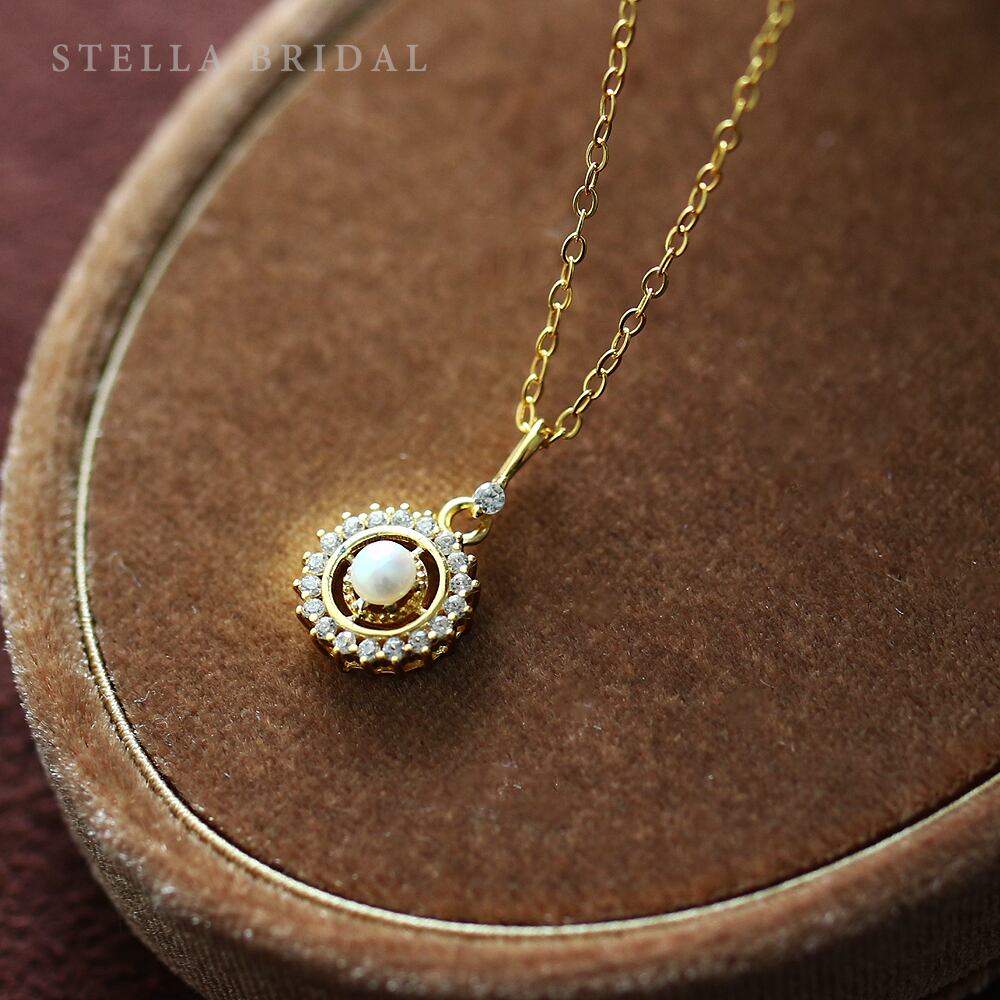樂天商城 - 【STELLA BRIDAL公式】《最大180日保証》ご褒美 ギフト SV925 ベビー パール サークルパヴェネックレス 純スターリングシルバー 金属アレルギー対応 高見え スターリングシルバー 母の日 記念日 誕生日 誕生石 6月