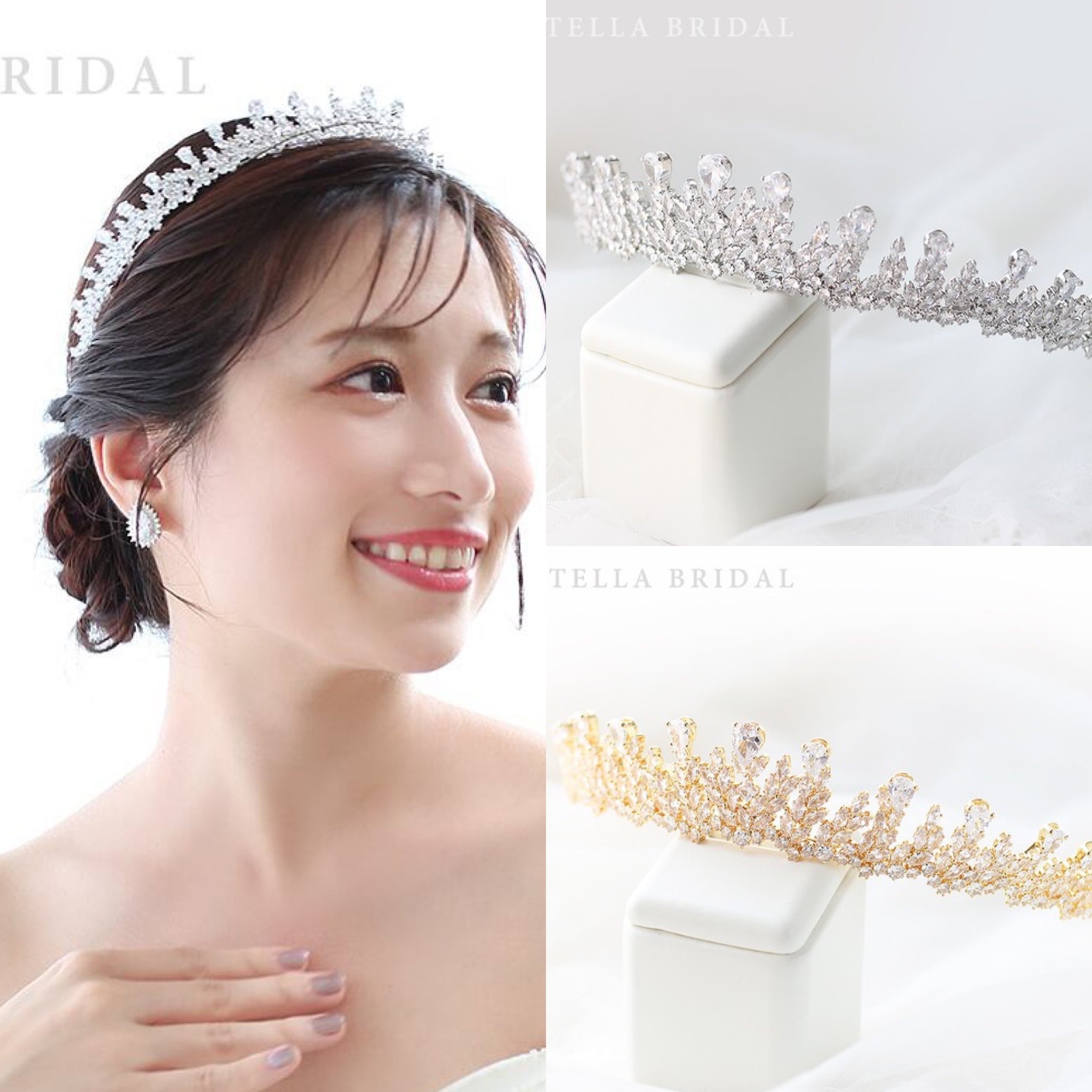 【STELLA BRIDAL公式】《最大180日保証》ブライダル ティアラ ミラ II |キュービックジルコニア ビジュー ウェディング 大ぶり 花嫁 結婚式 ...