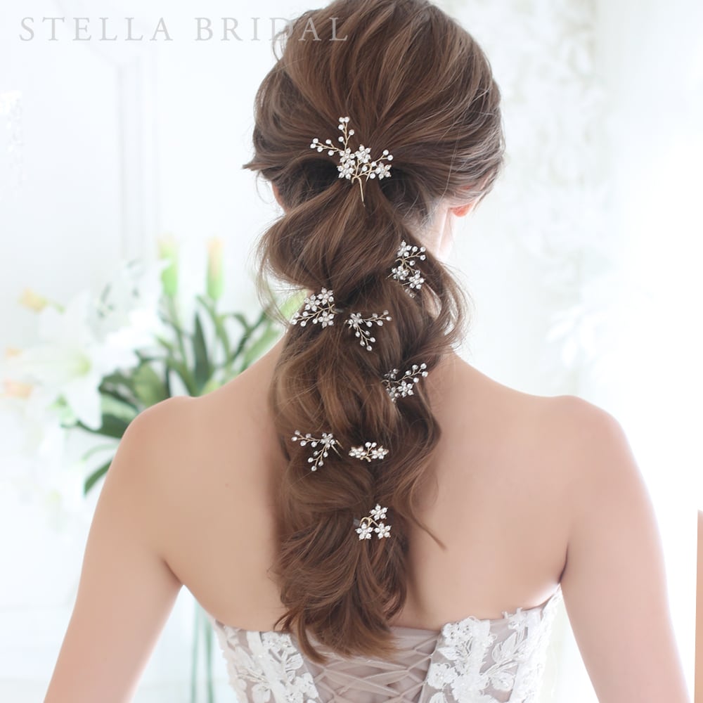 【TVドラマ使用】【STELLA BRIDAL公式】スワロフスキー クリスタル ブライダル 小枝 ヘッドピース トゥインクル フローラ 10ピース セット |ゴ...