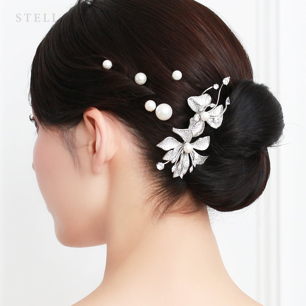 【STELLA BRIDAL公式】パール ブライダル ヘッドドレス オルフィオラ｜ウェディングアクセサリー ブライダルアクセサリー ヘアアクセサリー シェルパール 和装 花嫁 花 挙式 可愛い ヘッドドレス ステラブライダル