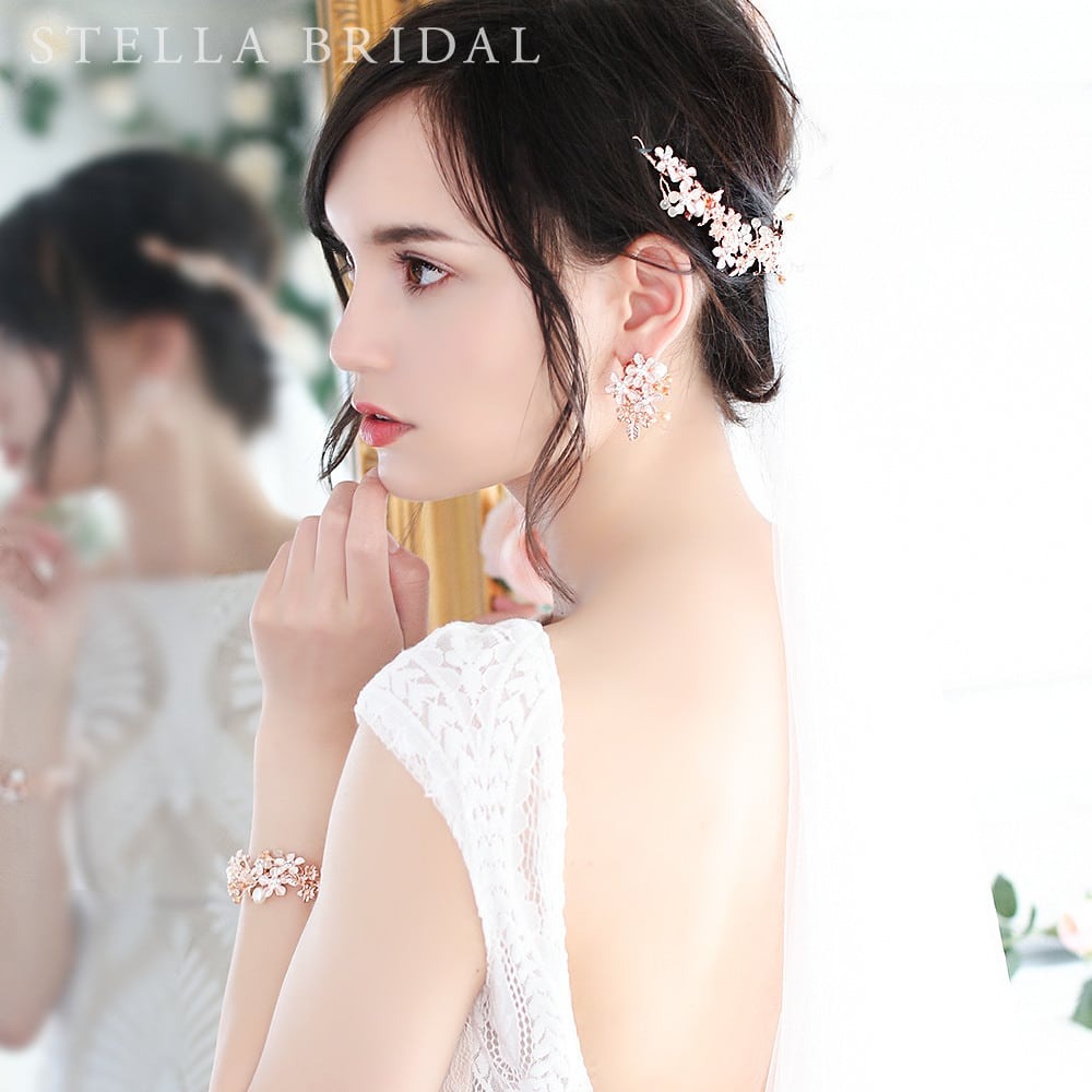 STELLA BRIDAL楽天市場店の【STELLA BRIDAL公式】ブライダル パール ヘッドドレス ロゼッタ｜ウェディングアクセサリー ブライダルアクセサリー ヘアアクセサリー 和装 花嫁 結婚式 挙式 可愛い 前撮り 披露宴 大ぶり ステラブライダル｜アングル2