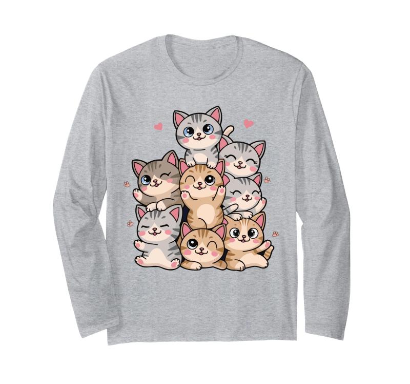 樂天商城 - かわいい子猫の積み重ね 面白い カワイイ 猫好き 女性 キッズ 長袖