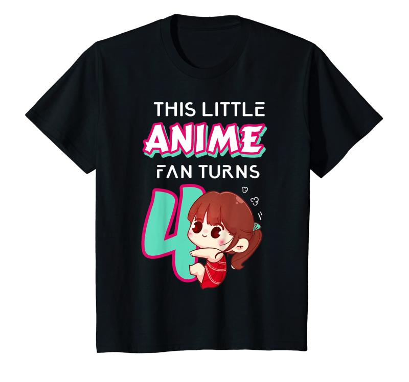 キッズ かわいいかわいいアニメ4歳の誕生日ギフト 女の子 4歳 誕生日 4歳 4歳の誕生日 アニメシャツ ガールパーティーはアニメガールが特徴です。 4歳の誕生日ギフト。 友人、姉妹、娘の家族への素敵なアニメシャツギフト。キュートなカワイイ アニメ 4 歳 バースデーシャツは、アニメがテーマの誕生日プレゼントやアニメの誕生日プレゼントに最適です。 女の子やアニメファンが4歳になるのに最適です。