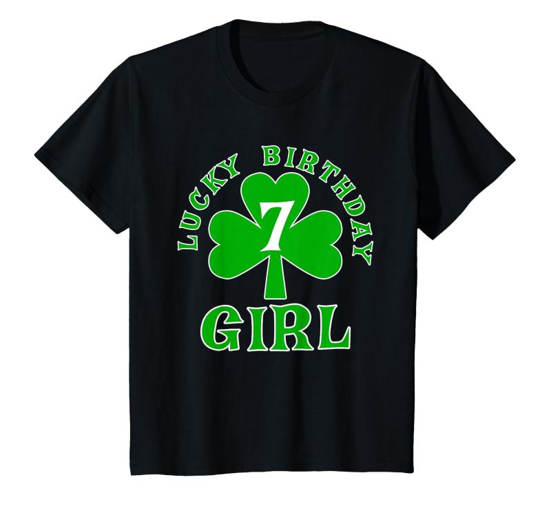 キッズ LUCKY BIRTHDAY GIRL AGE 7 St Patricks Birthday Tee