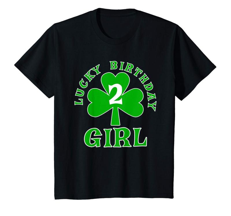 キッズ LUCKY BIRTHDAY GIRL AGE 2 St Patricks Birthday Tee