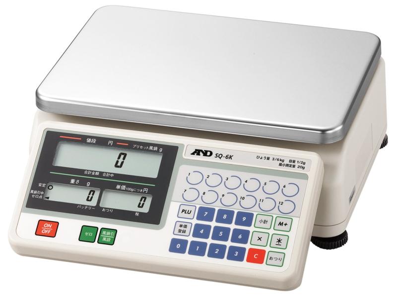 A&D 検定付き店舗用料金はかり SQ-6K ひょう量:600...(3)