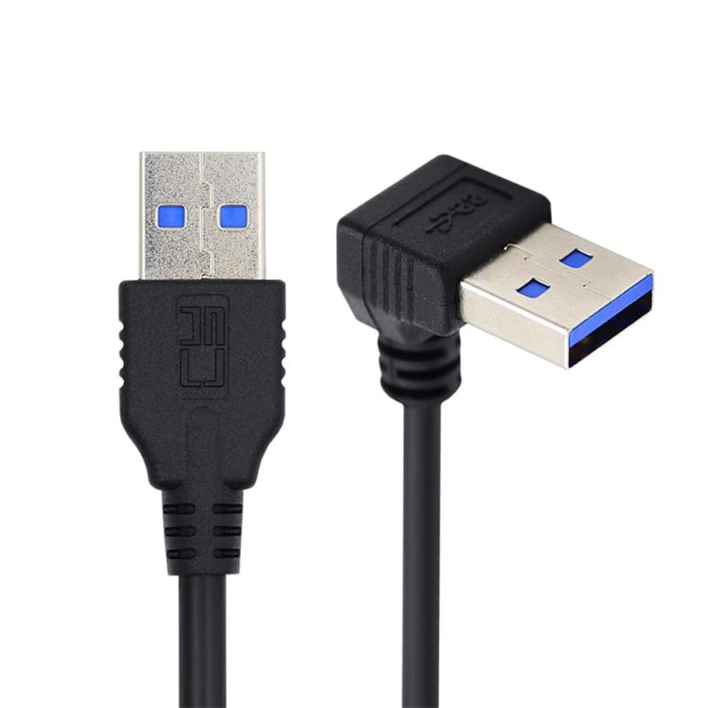 xiwai USB 3.0 アングル Type-A オス - ストレート 3.0 Type-A オス 5Gbps データ ケーブル