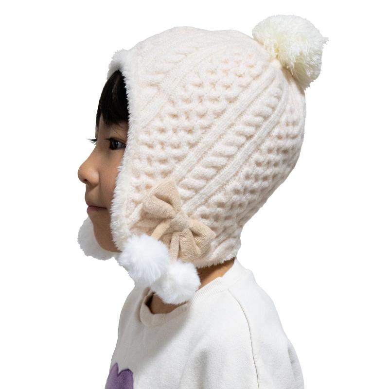 [Happy Beans] ニット帽 サクランボ 女の子 防寒 キッズ