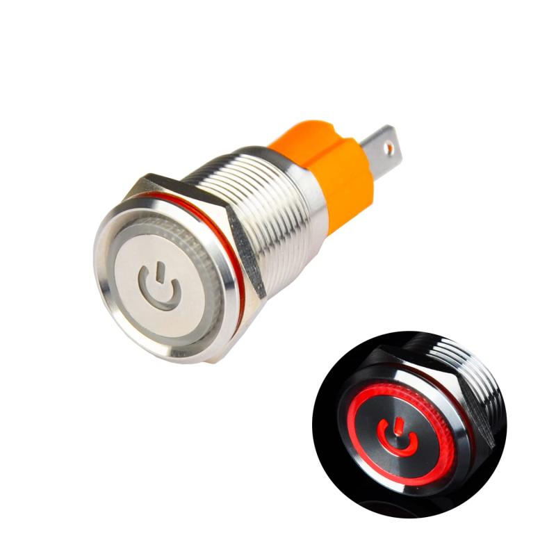 Hosiakly 10A/9-24V å ܥ󥹥å 륿͡ Ÿޡ LED IP67ɿ 16mm ץ顼դ ( 9-24V 10A)