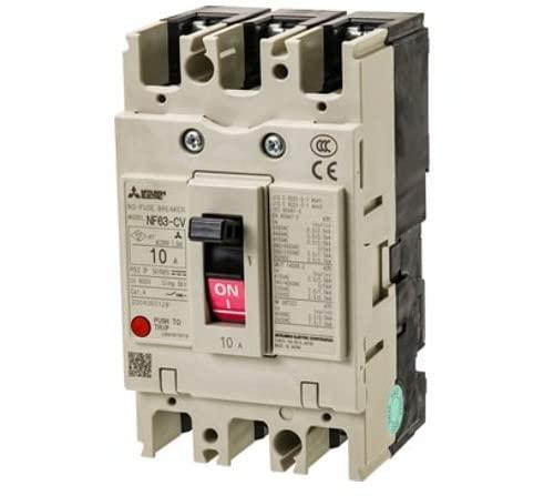 三菱電機 NF63-CV 3P 10A(ノーヒューズブレーカー) (3極) (AC/DC) 定格電流(A)10ブランド名：三菱電機(MITSUBISHI ELECTRIC)品番：NF63-CV 3P 10A[使用電流の種類]：AC/DC共用電流定格：10.0 アンペア定格電流(A)10 定格遮断容量(kA)AC200V：7.5/7.5 定格絶縁電圧(V)600 適合アイソレーション 質量(kg)0.65 種類(電流)AC/DC共用 接続方式- 寸法(幅W×高さH×奥行D)(mm)75×130×90 フレーム(AF)50 極数(P)3