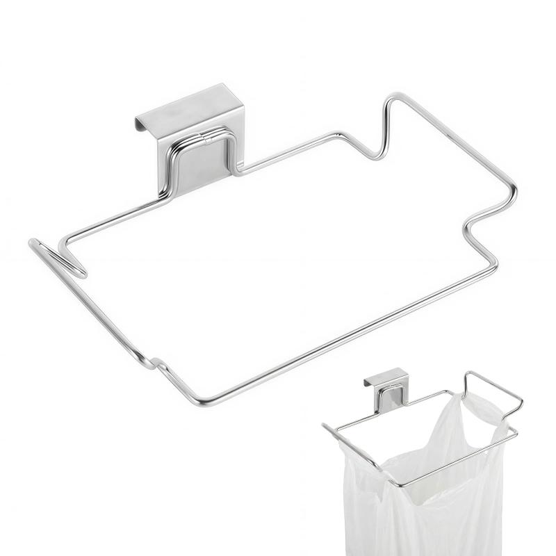 Homstrack ポリ袋ホルダー ゴミ袋ホルダー 304ステンレス製 キッチンごみ袋ホルダー 掛けるだけ取付簡単 キャビネット扉対応 タオル掛け兼用 生ゴミ収納 ゴミ袋スタンド
