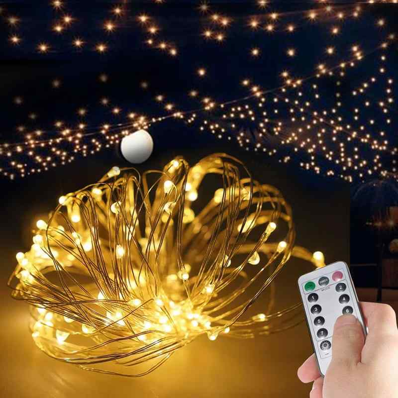 【防水・省エネデザイン】LEDイルミネーションライト ジュエリーライト 電池式 便利 高輝度10m/20m 100LED/200LEDワイヤー 防水仕様 発熱しない クリスマスライト 庭園 祭り 商店街 室外兼用【日