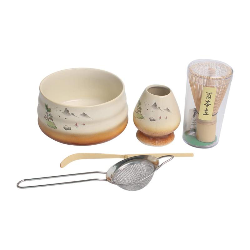 茶道具 お抹茶 6点セット 初心者さん向け おうち時間 グッズ 本格派 お試し (茶碗 茶筅 茶筅立て 茶杓 ステンレス鋼の漏れネット スプーン)