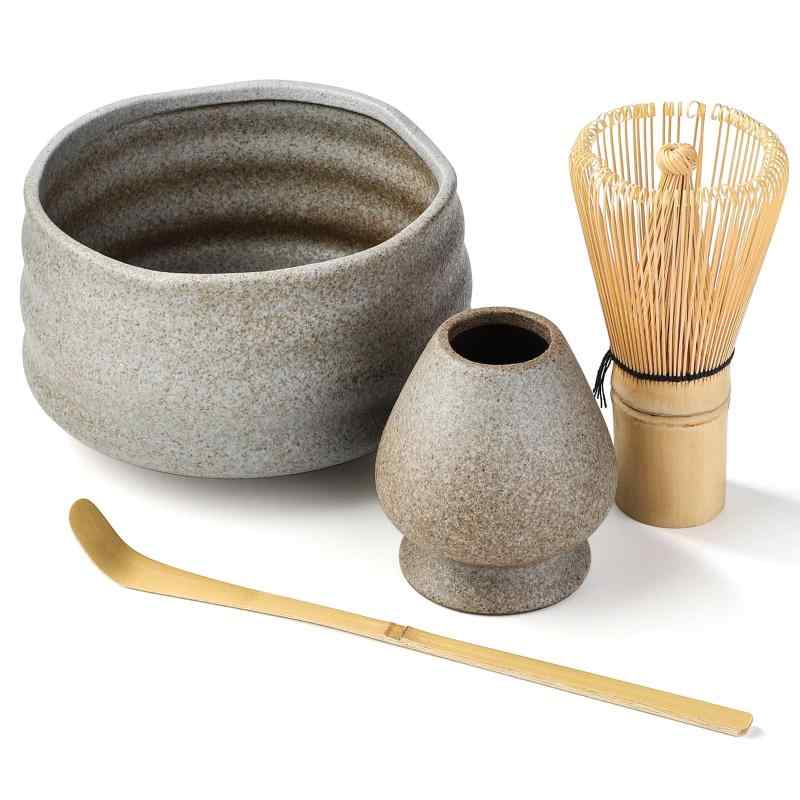 樂天商城 - お点前セット 茶道具 抹茶道具4点セット 抹茶茶道 茶碗 茶筅(百本立) 茶筅立て 茶杓