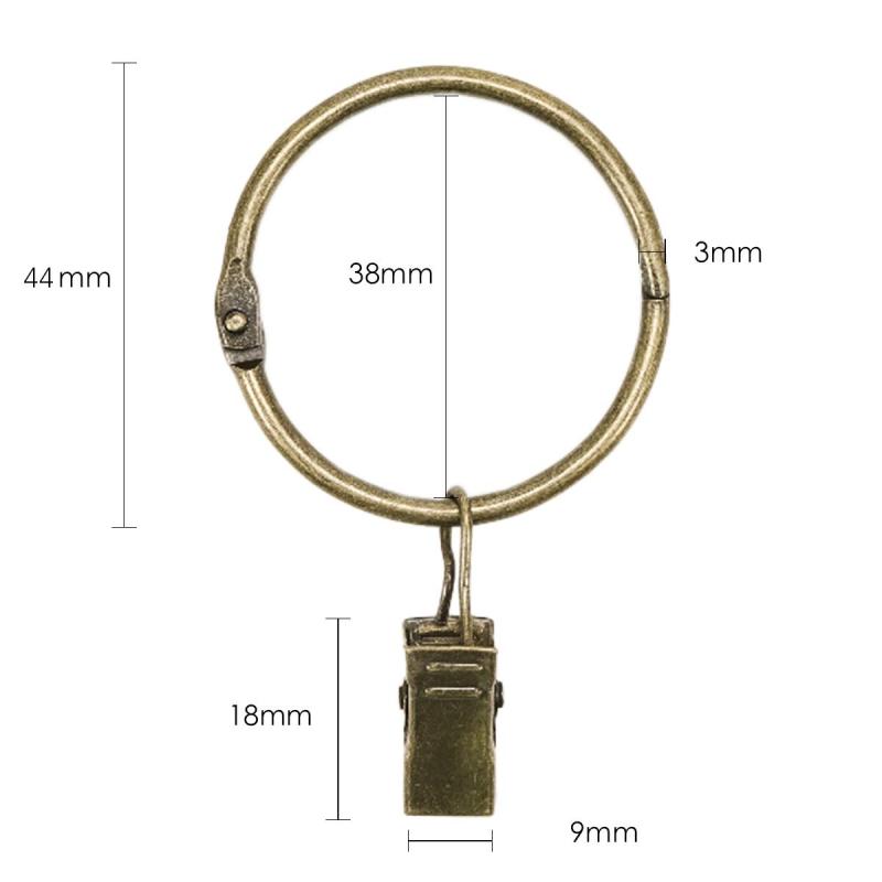 KaiYi カーテンリングクリップ カーテンクリップフック 開口設計 内径38mm 取付簡単 スチール製 ブロンズカラー stellarshop-10306212 stellarshop サンプル画像2