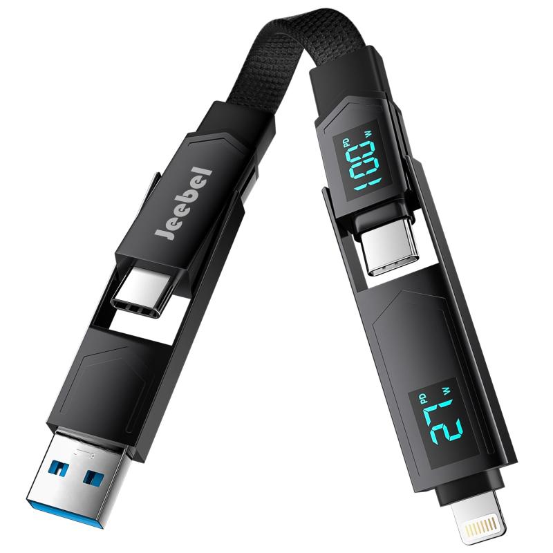 充電ケーブル 4in1 Type C ケーブル PD100W/5A 超急速充電 ランニング PD27W/3A QC18W USB A 480Mbpsデータ転送 マルチ充電ケーブル 幅広い交換性 1本多役 日本語説明書