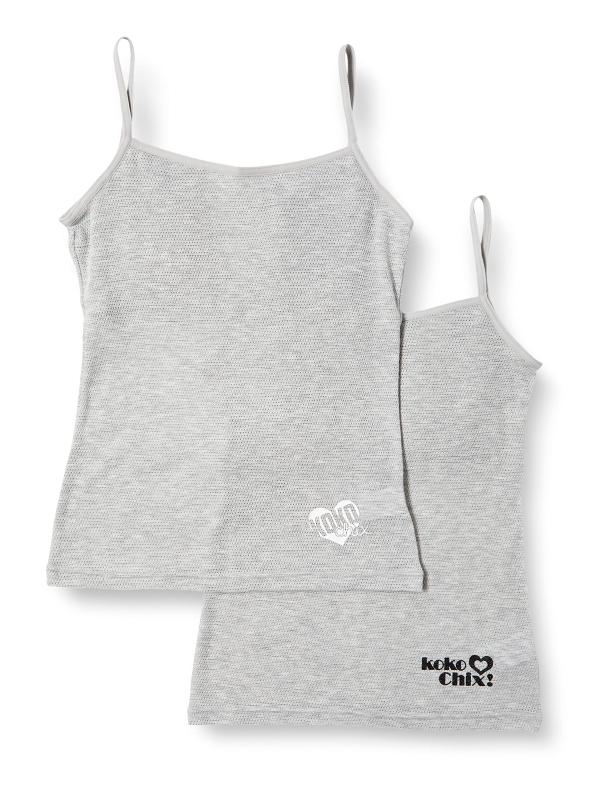 [ガロー] ジュニアキャミソール 胸二重 2枚組 メッシュ仕様 ワンポイント付き ガールズ